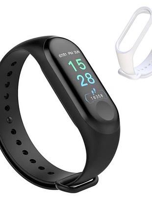 Фітнес браслет трекер з тонометром mi band m3 кліпса + ремінець. жіночі чоловічі розумні смарт годинник tr554w