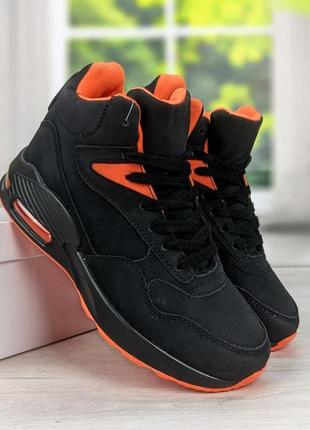 Ботинки зимние подростковые спортивного типа черные с оранжевым jomix2 фото