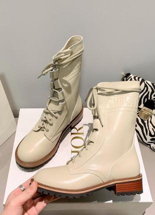 Кожаные ботинки в стиле christian dior на шнуровке, ботинки в стиле диор5 фото