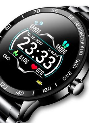 Мужские умные смарт наручные часы smart watch ty27za черные. фитнес браслет трекер