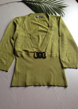Знижка! цікава фірмова кофта светр джемпер оливкового кольору