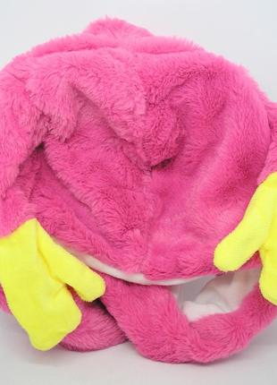 Шапка з підсвіткою і вушками що піднімаються кісі місі хагі вагі рожева м'яка тепла huggy wuggy5 фото