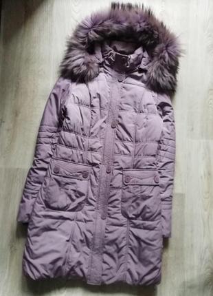 Натуральный пуховик с мехом, зимнее пальто с натуральным мехом, курточка, парка, куртка, пуховик1 фото
