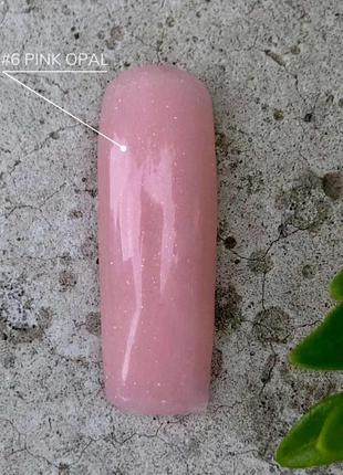 Акригель, полигель цвет розовый опал с шиммером pink opal crooz polygel 06, 30 мл
