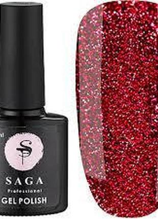 Светоотражающий гель-лак красный saga fiery №03, 8 мл