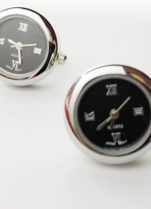 Quartz запонки годинник на руку срібні чорний циферблат часи часики скляні металеві
