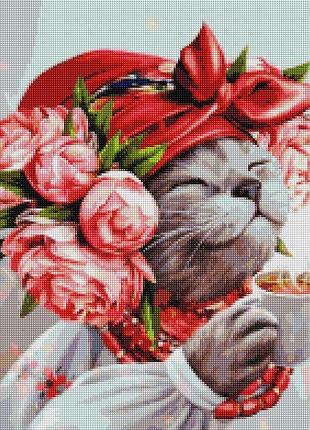 Діамантова мозаїка кошка господиня©марианна пащук, 40х50 см, на підрамнику