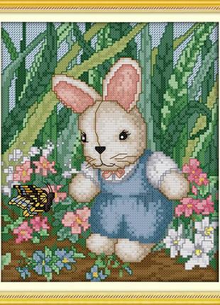 Набір для вишивання за нанесеною на канву схемою "lovely rabbit 1 boy". aida 14ct printed 21*27 см