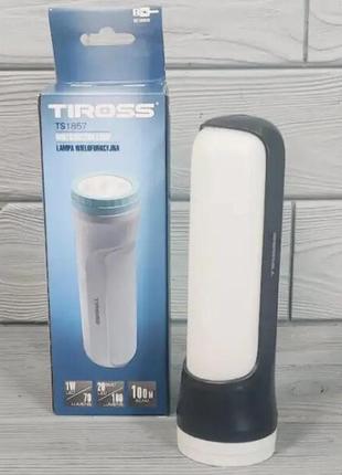 Фонарь ручной кемпинговый tiross аккумулятор+usb 180 люмен, 2 режима работы ts 1857. цвет: черный