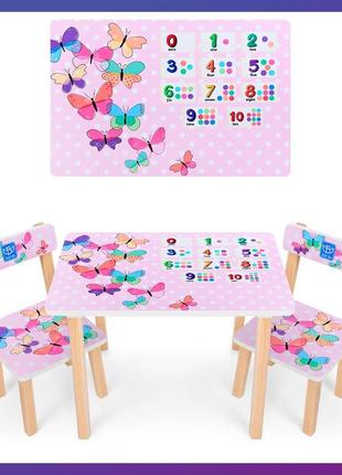 Детский деревянный столик и 2 стульчика цифры 501-36