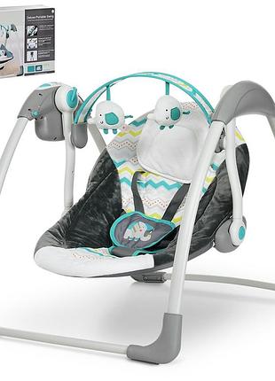 Дитячий заколисуючий центр підлогові гойдалки mastela 6503 сіро-синій. шезлонг-гойдалка3 фото