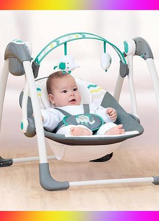 Дитячий заколисуючий центр підлогові гойдалки mastela 6503 сіро-синій. шезлонг-гойдалка