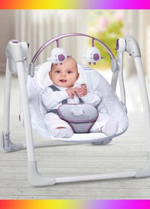 Заколисуючий центр дитячий mastela 6505 сіро-фіолетовий. дитяче крісло-качалка підлогові гойдалки