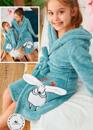 Халат для дівчинки блакитний "бараш" (104 см.)  siyah inci 2125000795867