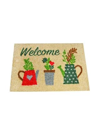 Придверний килимок на гумовій основі welcome бежевий-різнобарвний livarno living