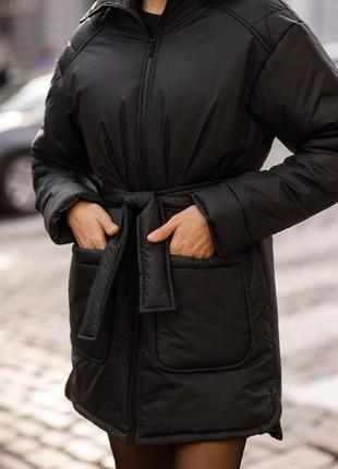 Зимова куртка під пояс /  зимняя куртка под пояс6 фото