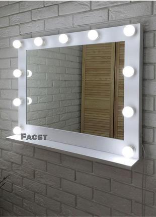 Зеркало с подсветкой моши с полкой ш78хв62хг15 см, для дома, салона красоты, магазина