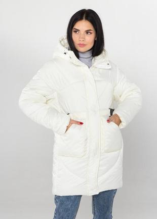 Зимняя белая куртка ниже бедра размер от 44 до 545 фото