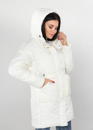 Зимняя белая куртка ниже бедра размер от 44 до 542 фото