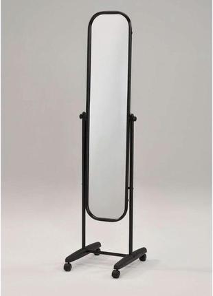 Зеркало напольное w-136 (ms-9119) черное, металлическая рама с колесиками