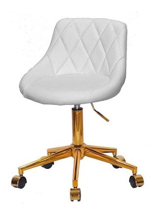 Крісло foro (форо) gd-modern office білий шкірозамінник, на золотій хрестовині з колесами, з регулюванням висоти