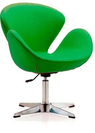 Крісло дизайнерське сван зелене, з газовим ліфтом, swan дизайн арне якобсена