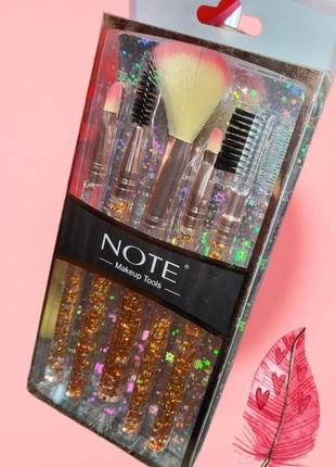 Набір пензлів для макіяжу (5 шт) note makeup tools (золоті)