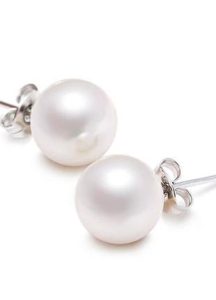 Сережки-гвоздики з імітацією перлів, нарядні «simple better» (білий)