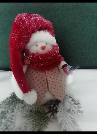 Сніговик інтер'єрна м'яка іграшка святковий настрій1 фото