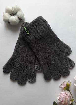 Набір рукавиці жіночі плотні однотонні з ефектом блиску україна преміум якість