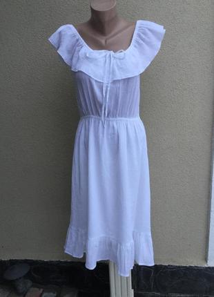 Белый сарафан,платье,открытая спина,рюши,воланы,этно,бохо стиль,хлопок1 фото