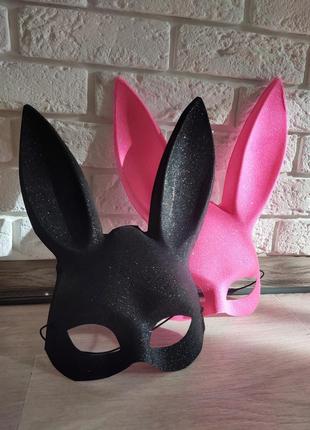 Маска уши обруч розовая кролика кролик зайчик в блестках косплей эротическая сексуальная чёрная10 фото