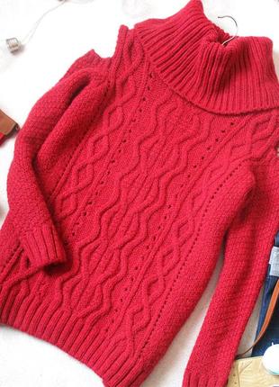 Объемный свитер с узором и открытыми плечами, размер 40(12)2 фото