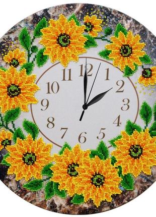 Набір для вишивки бісером " годинник " букет, квіти, вінтажний, часткова викладка, 30х30 см