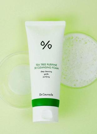 Гель-пінка для вмивання з екстрактом чайного дерева dr. ceuracle tea tree purifine 30 cleansing foam, 150мл
