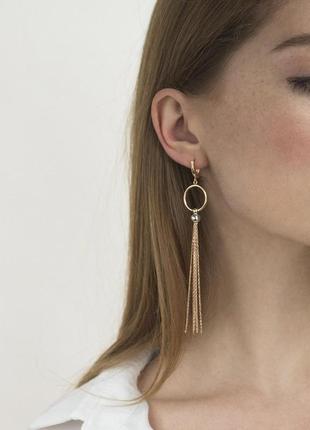 Висячие серьги из красного золота с07206