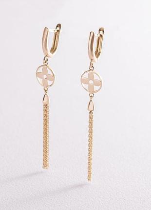 Вівсячі сережки "клівер" у жовтому золоті 
с07337