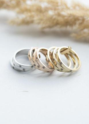 Золотое женское тройное кольцо с фианитами 
к026204 фото
