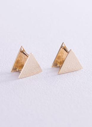 Серьги "треугольники" (желтое золото) с070012 фото