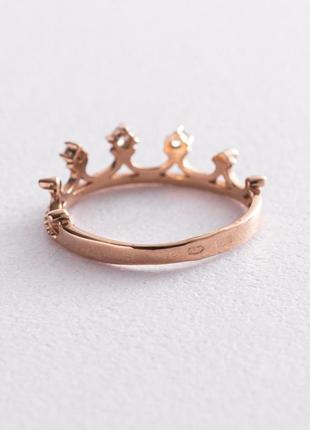 Золотое кольцо "корона" (фианиты) к029093 фото