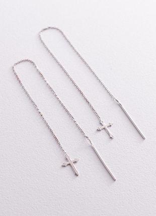 Золоті сережки — протяжки "крестики" с05243