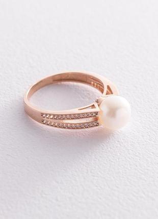 Золотое кольцо (жемчуг и фианиты) к05282