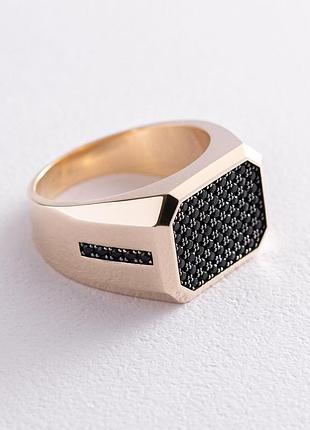 Чоловіча печатка в жовтому золоті (фіаніти) 
к06187