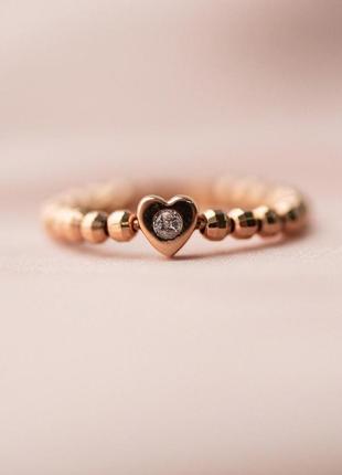 Золотое кольцо с сердечком (фианит) к061802 фото