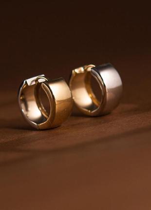 Серьги - кольца из желтого и белого золота 
с012757 фото