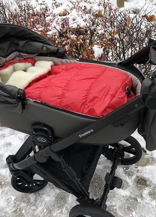 Конверт зимний baby comfort удлиненный в коляску/сани плащевка красный2 фото