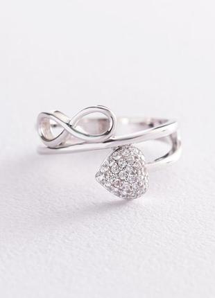 Золотое кольцо "сердечко и знак бесконечности" 
к05593