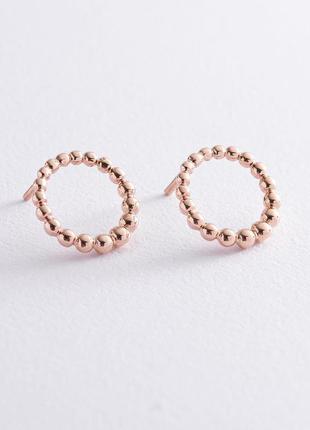 Серьги - пусеты "легкость" в красном золоте 
с06921