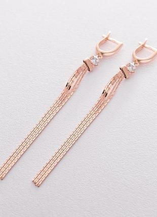 Висячие серьги из красного золота с06305