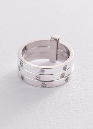 Тройное золотое кольцо с фианитами к02621